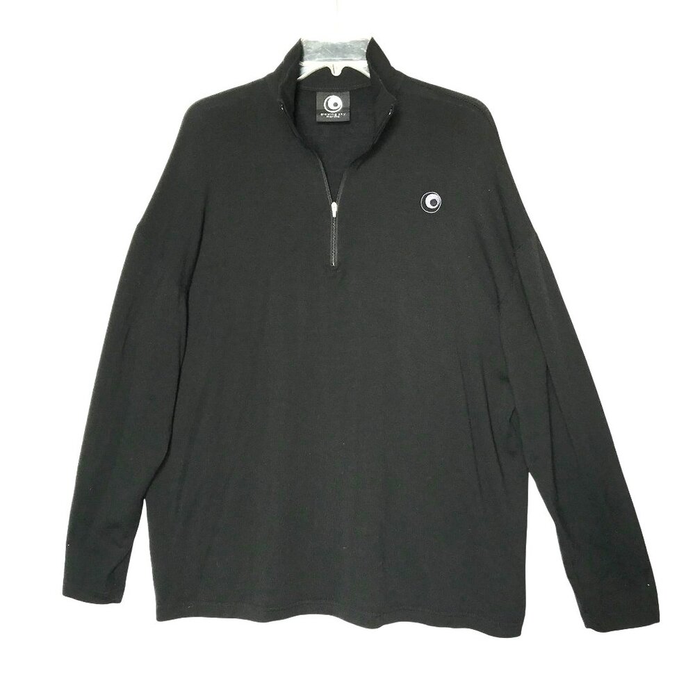 Glowing Sky Mens XXL Black Merino Wool Half-Zip Sweater Lightweight Base Layer